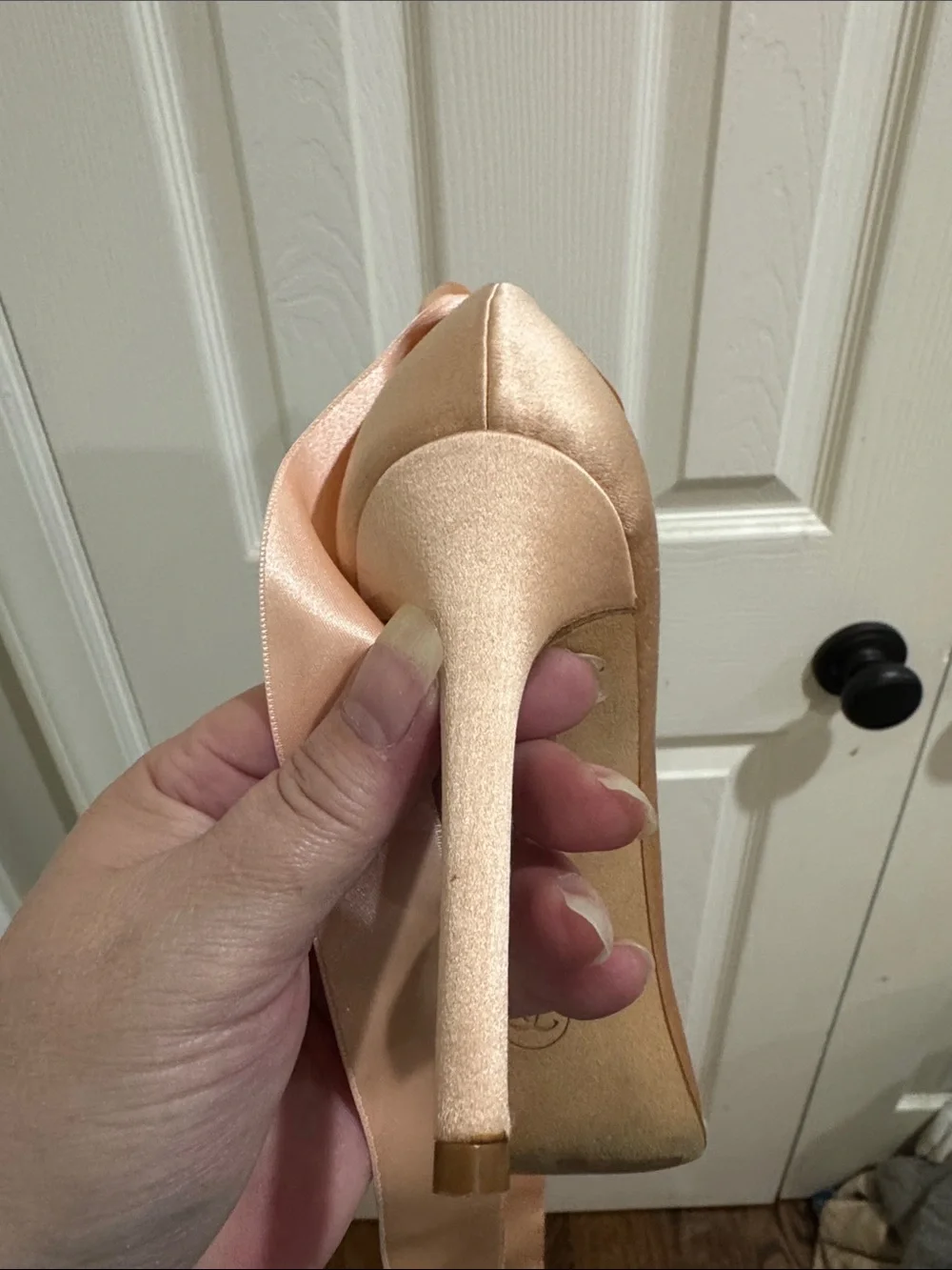 CHANEL/Blush/Pink Satin Ribbon/4” Ballet Heels/US Size 6.5/Worn Once! VINTAGE!!